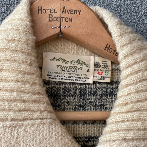 Tundra Wool Sweater, Pure Wool Cardigan, Size Small, Black, Grey, Beige Sweater, - Picture 2 of 12
